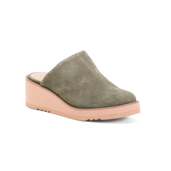 NYDJ AVOCADO Suede Edmond Wedge Mules